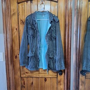 Free People Gray Jacket with Blue Lining